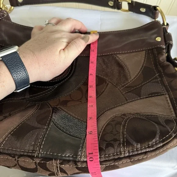 COACH Zoe Patchwork Brown Leather Hobo Shoulder Bag Handbag Purse Y2K